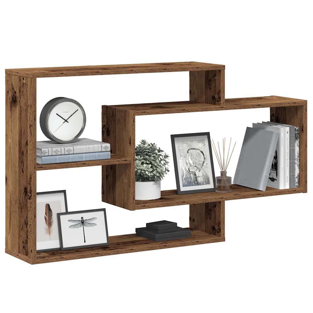 Wandschap 104x20x58,5 cm bewerkt hout oud houtkleurig is nu te koop bij PeponiXL, paradijselijk wonen!