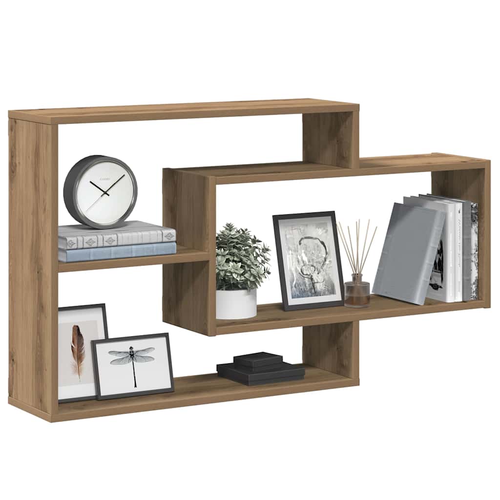 Wandschap 104x20x58,5 cm bewerkt hout artisanaal eikenkleurig is nu te koop bij PeponiXL, paradijselijk wonen!