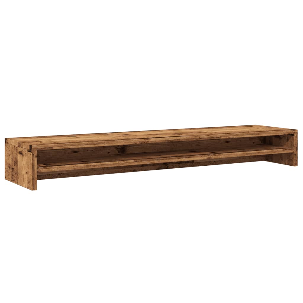 Monitorstandaard 100x24x13 cm bewerkt hout oud houtkleurig is nu te koop bij PeponiXL, paradijselijk wonen!