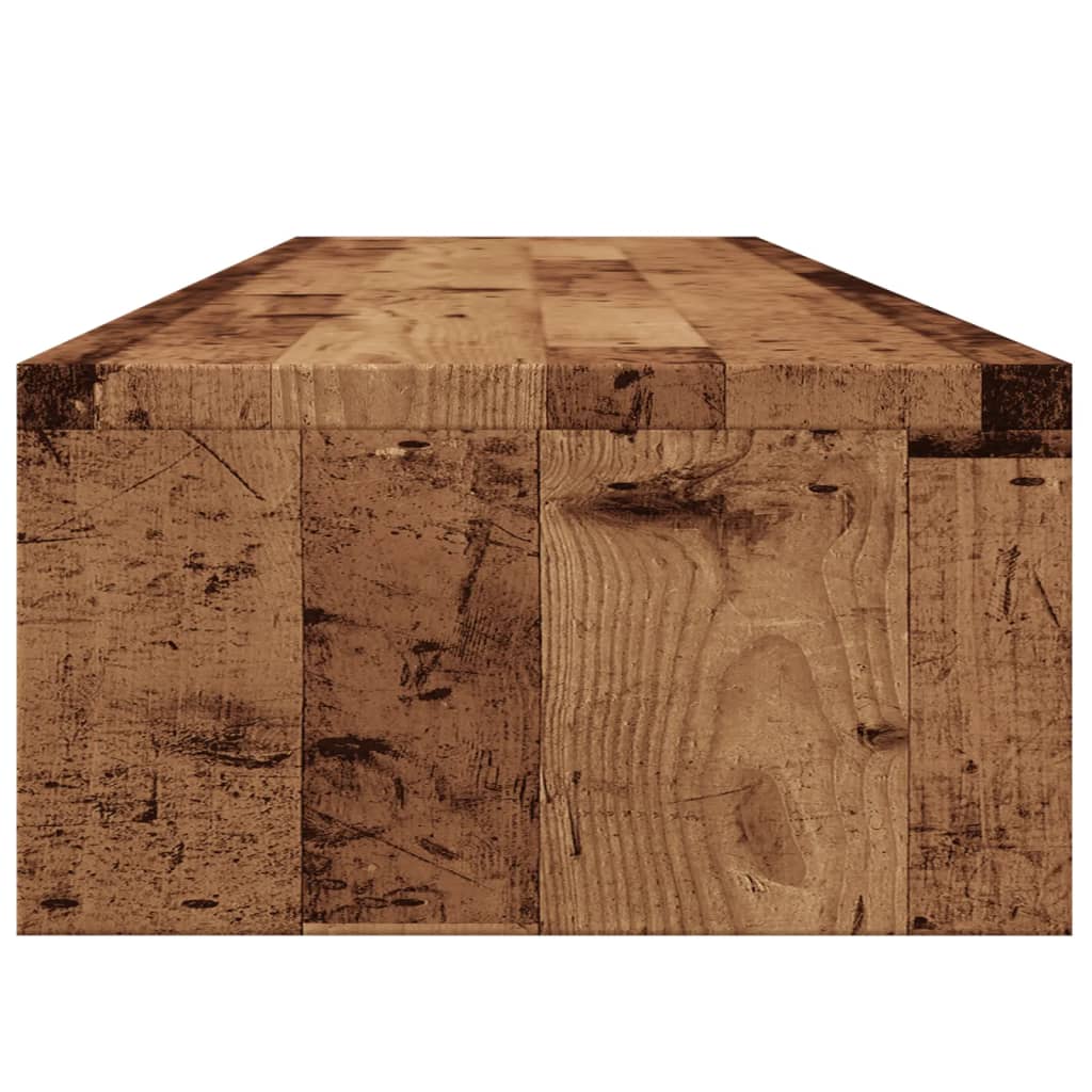 Monitorstandaard 100x24x13 cm bewerkt hout oud houtkleurig is nu te koop bij PeponiXL, paradijselijk wonen!