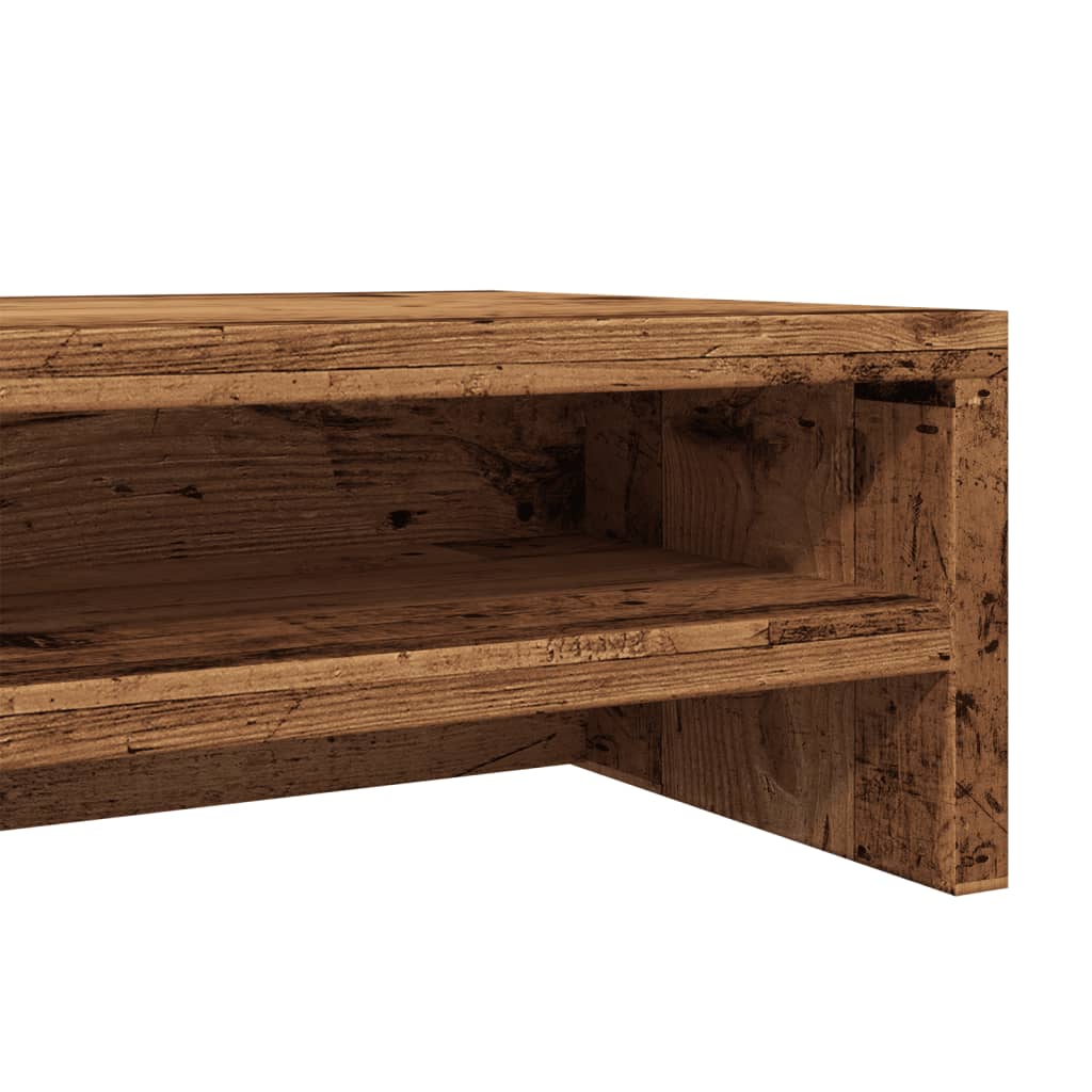 Monitorstandaard 100x24x13 cm bewerkt hout oud houtkleurig is nu te koop bij PeponiXL, paradijselijk wonen!