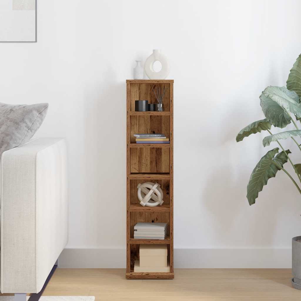 Cd-kast 21x20x88 cm bewerkt hout oud houtkleurig is nu te koop bij PeponiXL, paradijselijk wonen!