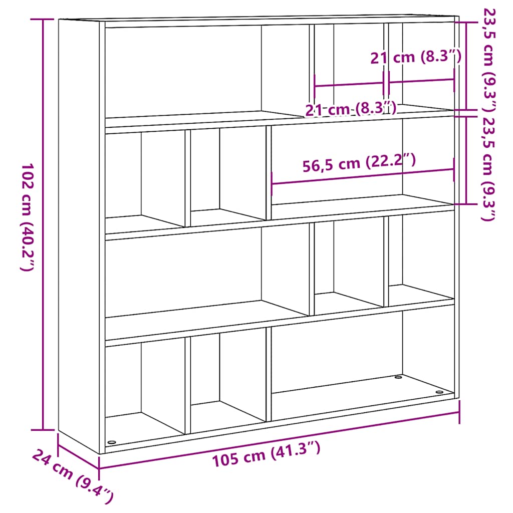 Boekenkast/kamerscherm 105x24x102 cm oud houtkleurig is nu te koop bij PeponiXL, paradijselijk wonen!