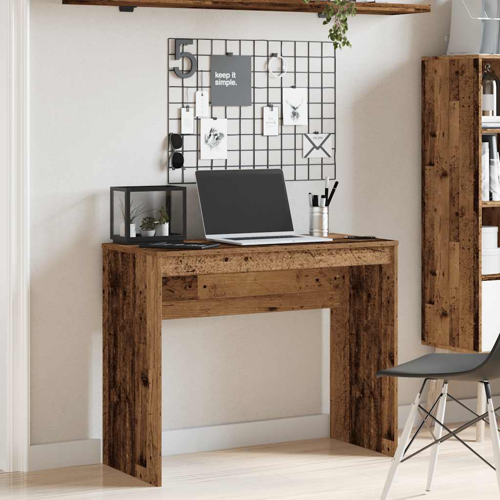 Bureau 90x40x72 cm bewerkt hout oud houtkleurig is nu te koop bij PeponiXL, paradijselijk wonen!
