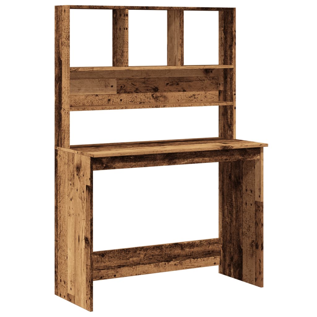 Bureau met schappen 102x45x148 cm bewerkt hout oud houtkleurig is nu te koop bij PeponiXL, paradijselijk wonen!