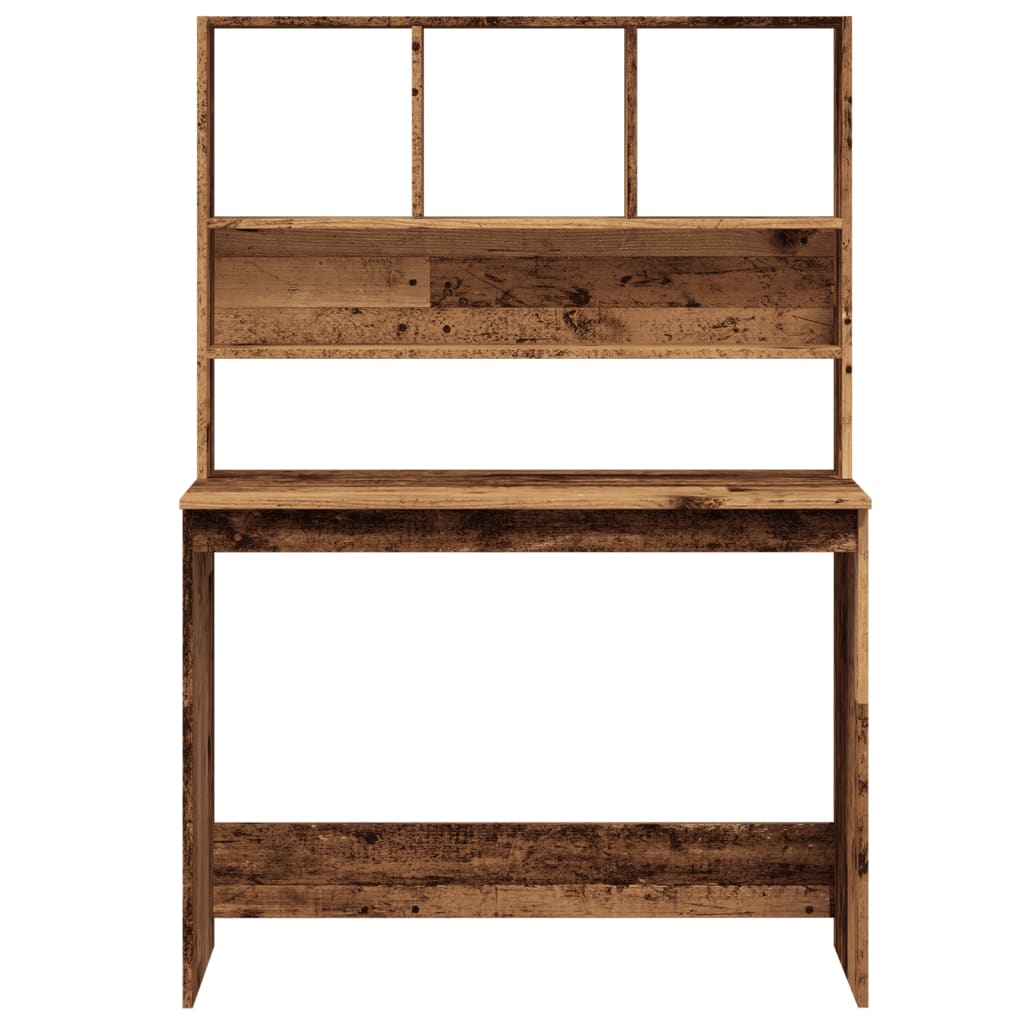 Bureau met schappen 102x45x148 cm bewerkt hout oud houtkleurig is nu te koop bij PeponiXL, paradijselijk wonen!