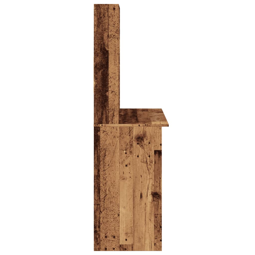 Bureau met schappen 102x45x148 cm bewerkt hout oud houtkleurig is nu te koop bij PeponiXL, paradijselijk wonen!
