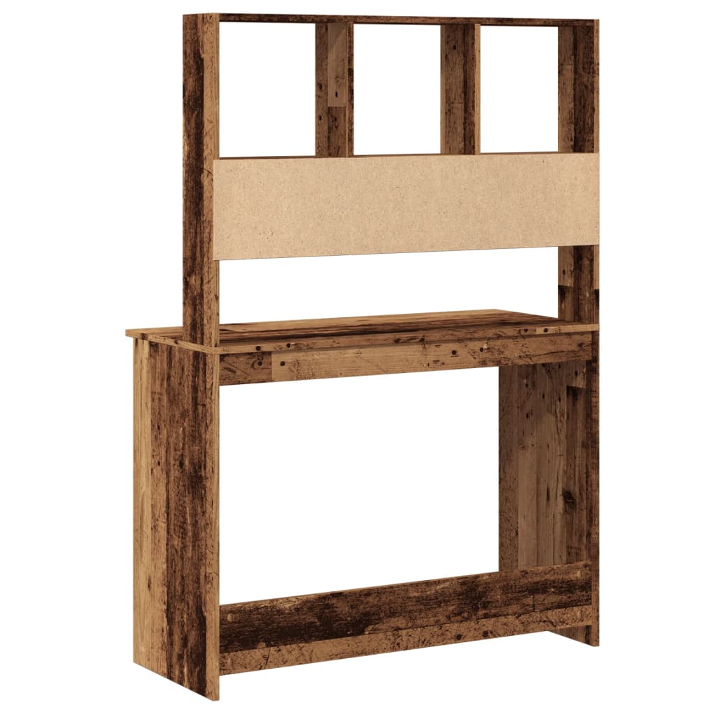 Bureau met schappen 102x45x148 cm bewerkt hout oud houtkleurig is nu te koop bij PeponiXL, paradijselijk wonen!