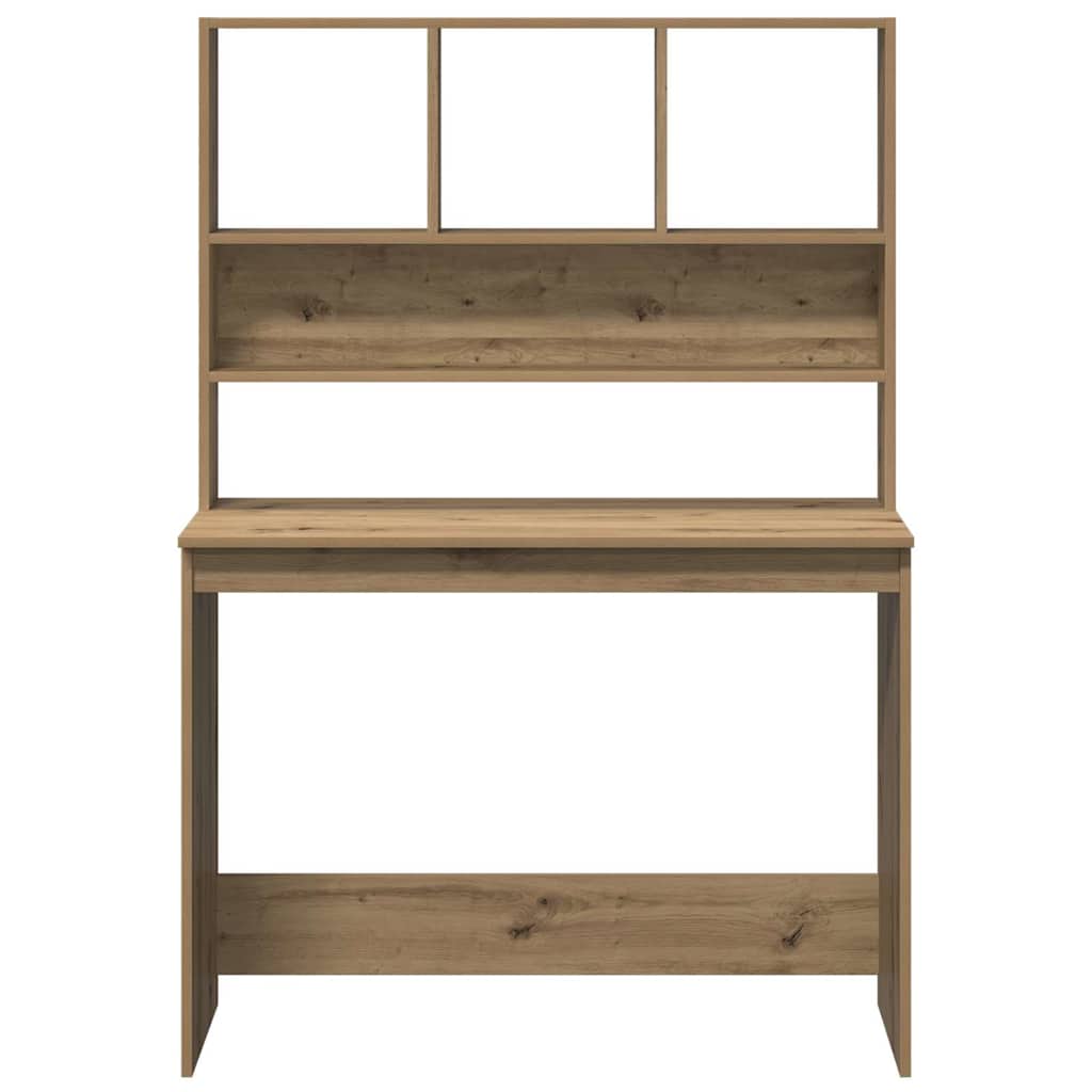 Bureau met schappen 102x45x148 cm bewerkt hout artisanaal eiken is nu te koop bij PeponiXL, paradijselijk wonen!