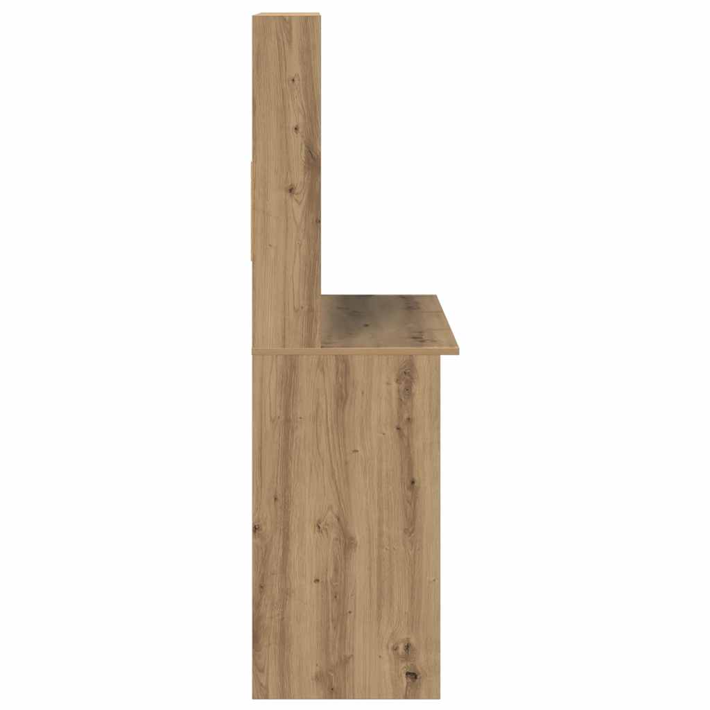 Bureau met schappen 102x45x148 cm bewerkt hout artisanaal eiken is nu te koop bij PeponiXL, paradijselijk wonen!