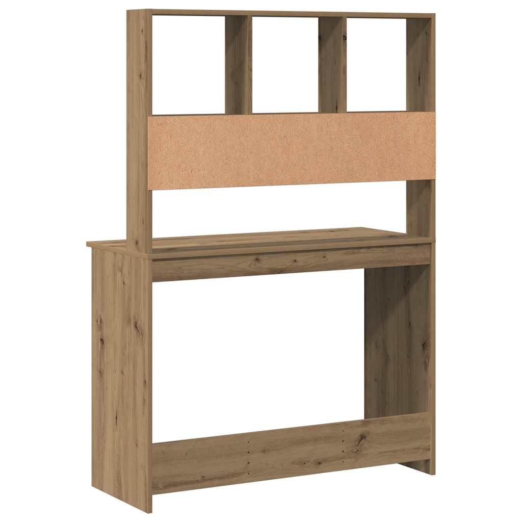 Bureau met schappen 102x45x148 cm bewerkt hout artisanaal eiken is nu te koop bij PeponiXL, paradijselijk wonen!