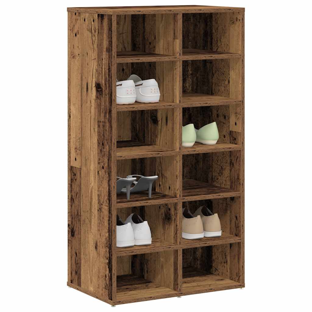 Schoenenrek 54x34x100,5 cm bewerkt hout oud houtkleurig is nu te koop bij PeponiXL, paradijselijk wonen!