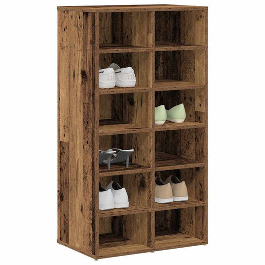 Schoenenrek 54x34x100,5 cm bewerkt hout oud houtkleurig is nu te koop bij PeponiXL, paradijselijk wonen!