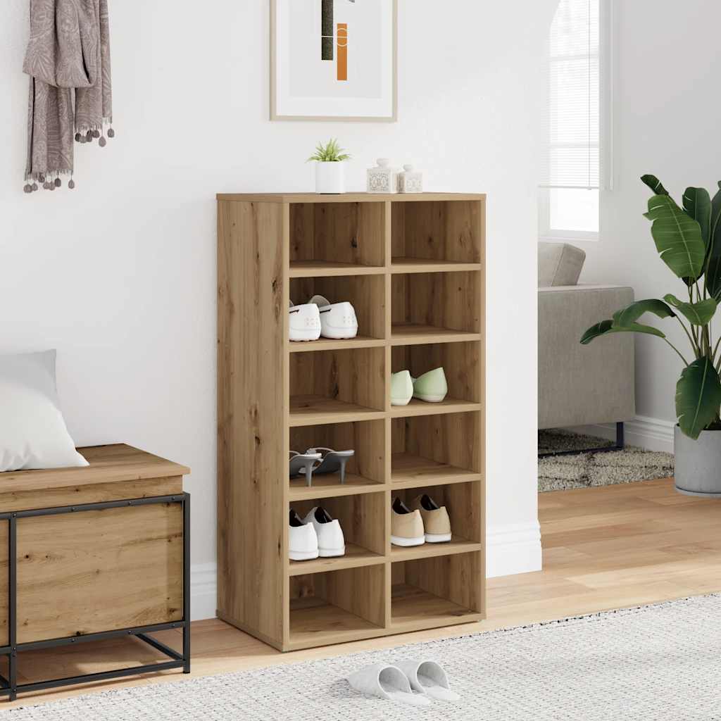 Schoenenrek 54x34x100,5 cm bewerkt hout artisanaal eikenkleur is nu te koop bij PeponiXL, paradijselijk wonen!