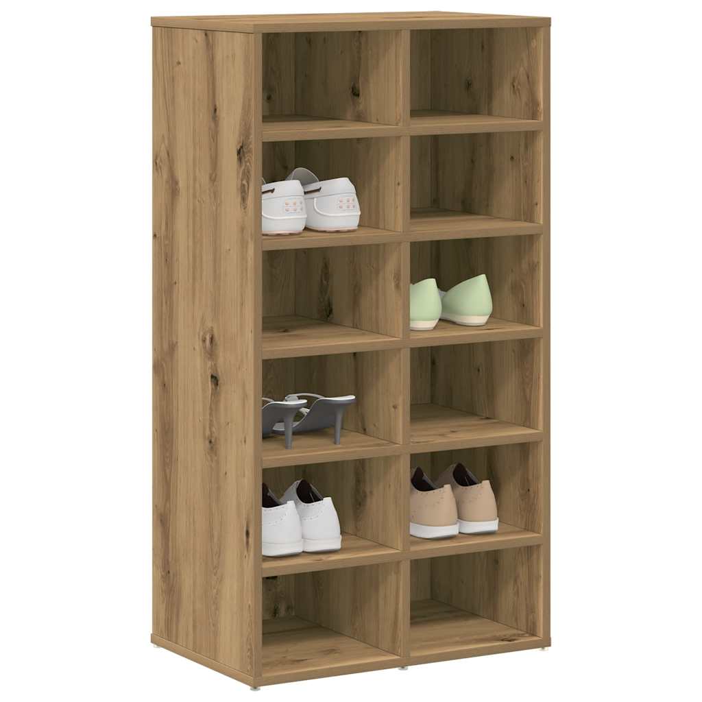 Schoenenrek 54x34x100,5 cm bewerkt hout artisanaal eikenkleur is nu te koop bij PeponiXL, paradijselijk wonen!