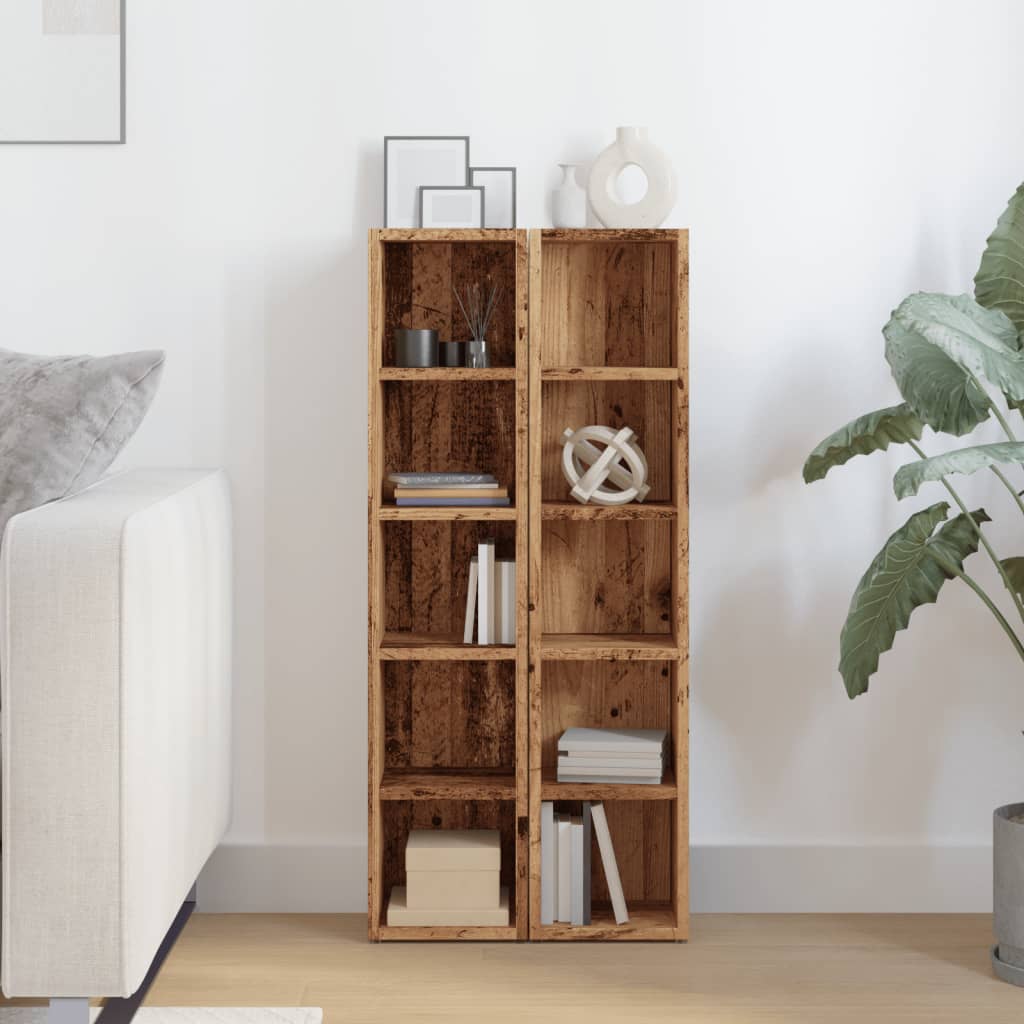 Cd-kasten 2 st 21x16x93,5 bewerkt hout oud houtkleurig is nu te koop bij PeponiXL, paradijselijk wonen!