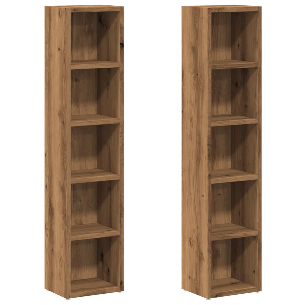CD-kasten 2 st 21x16x93,5 bewerkt hout artisanaal eikenkleur is nu te koop bij PeponiXL, paradijselijk wonen!