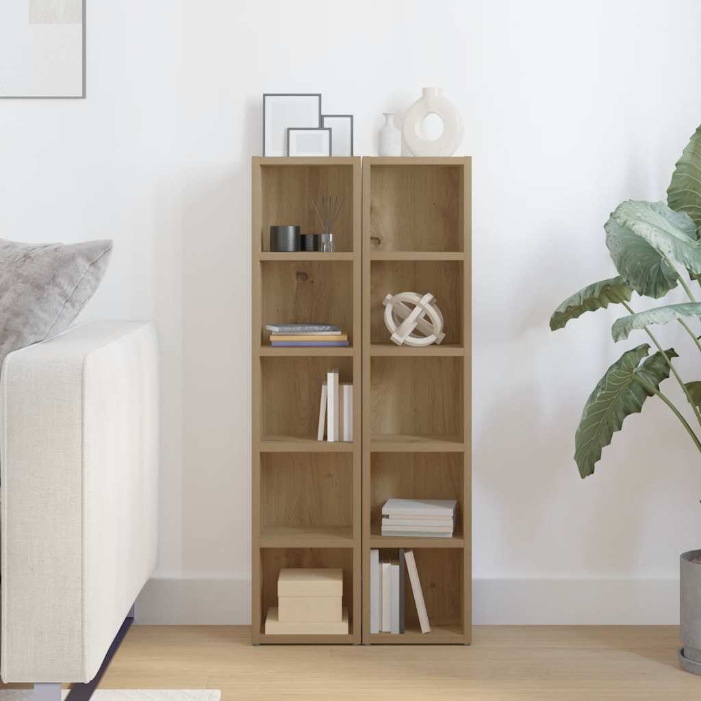 CD-kasten 2 st 21x16x93,5 bewerkt hout artisanaal eikenkleur is nu te koop bij PeponiXL, paradijselijk wonen!