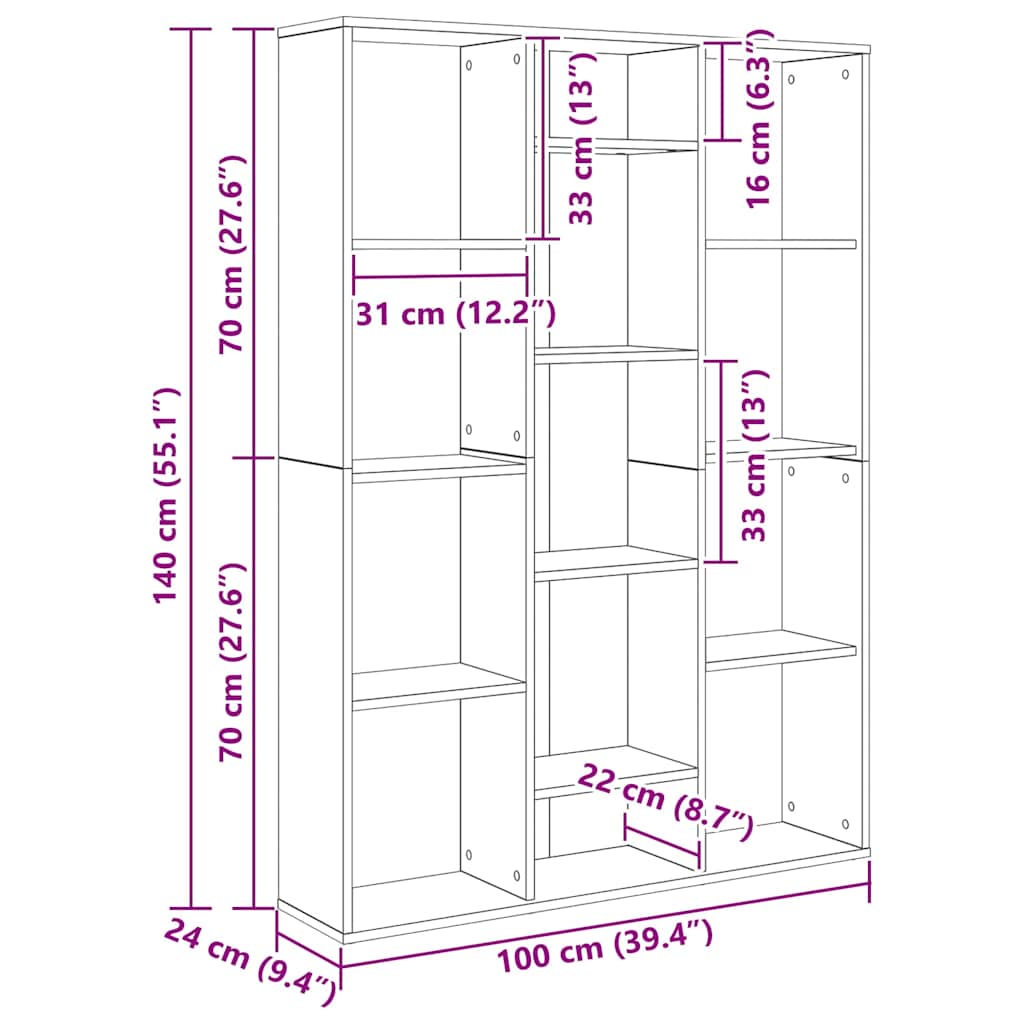Kamerscherm/boekenkast 100x24x140 cm bewerkt hout oud hout is nu te koop bij PeponiXL, paradijselijk wonen!