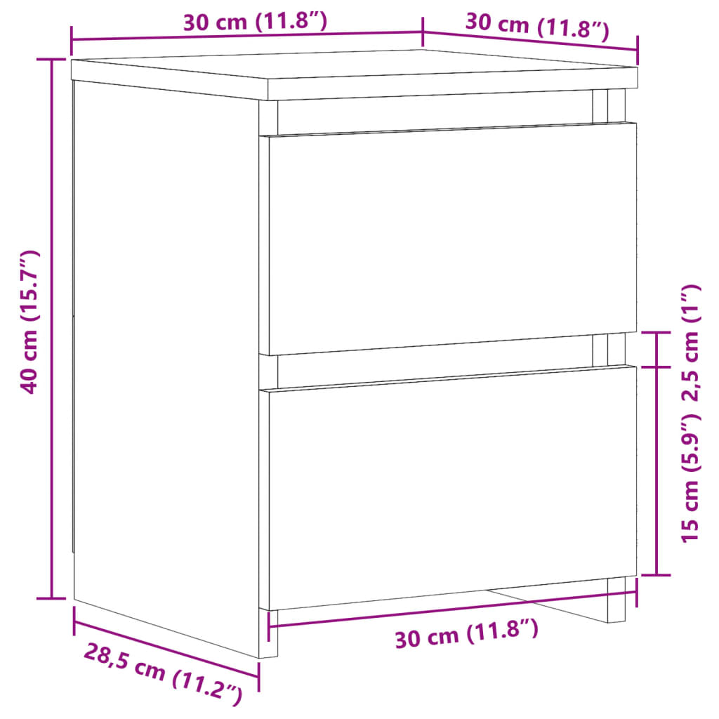 Nachtkastjes 2 st 30x30x40 cm bewerkt hout oud houtkleurig is nu te koop bij PeponiXL, paradijselijk wonen!