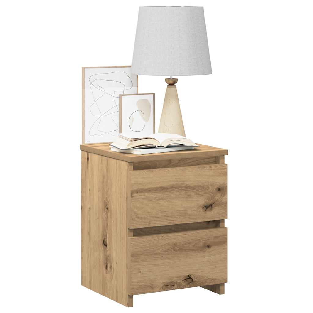 Nachtkastjes 2 st 30x30x40cm bewerkt hout artisanaal eikenkleur is nu te koop bij PeponiXL, paradijselijk wonen!
