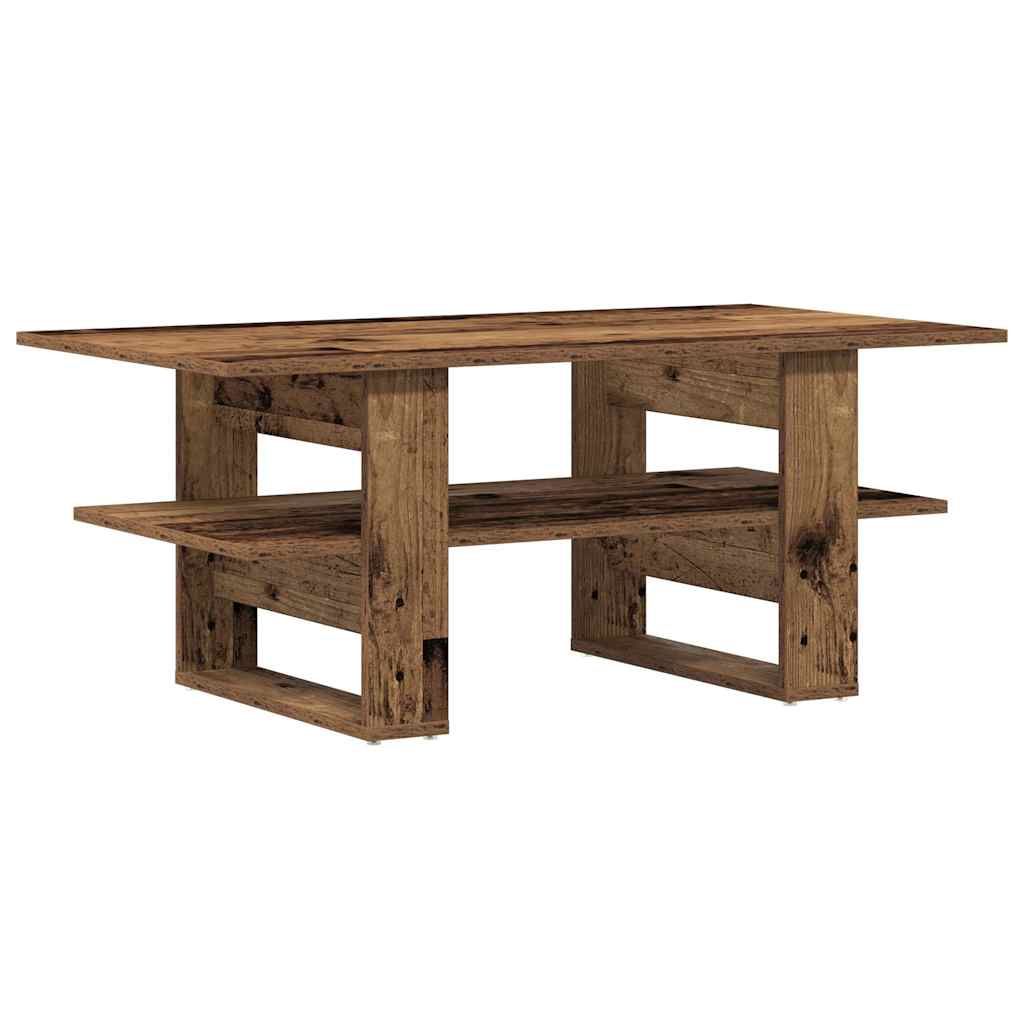 Salontafel 102x55x42 cm bewerkt hout oud houtkleurig is nu te koop bij PeponiXL, paradijselijk wonen!