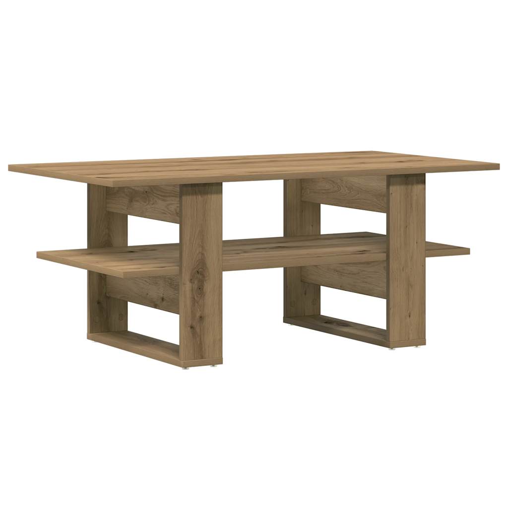 Salontafel 102x55x42 cm bewerkt hout artisanaal eikenkleur is nu te koop bij PeponiXL, paradijselijk wonen!