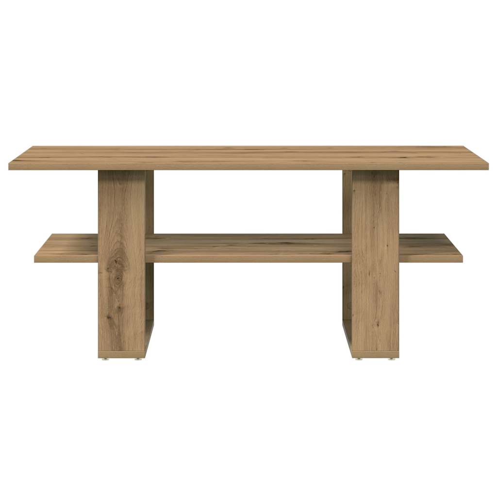 Salontafel 102x55x42 cm bewerkt hout artisanaal eikenkleur is nu te koop bij PeponiXL, paradijselijk wonen!