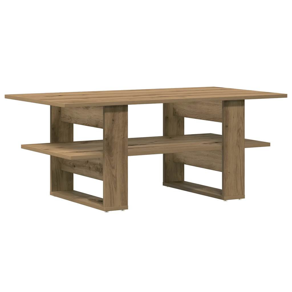 Salontafel 102x55x42 cm bewerkt hout artisanaal eikenkleur is nu te koop bij PeponiXL, paradijselijk wonen!