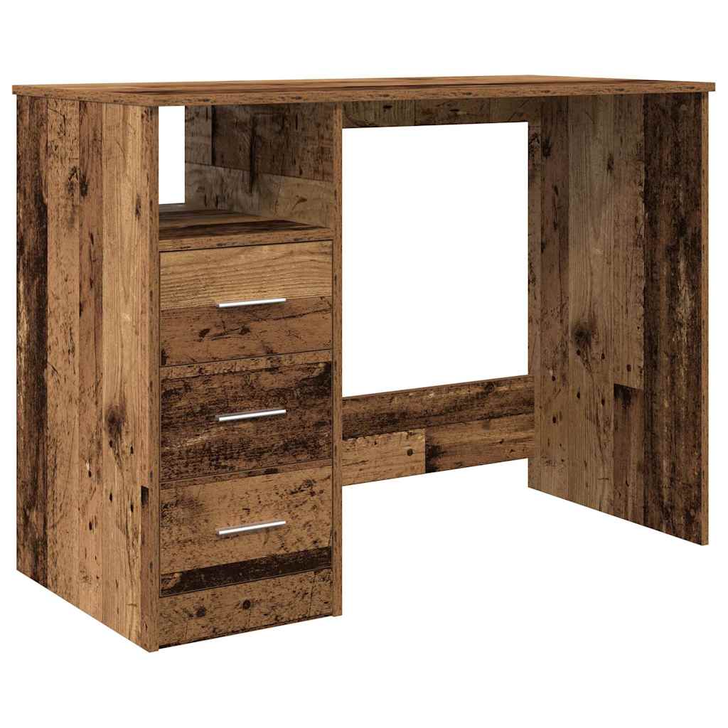 Bureau 102x50x76 cm bewerkt hout oud houtkleurig is nu te koop bij PeponiXL, paradijselijk wonen!
