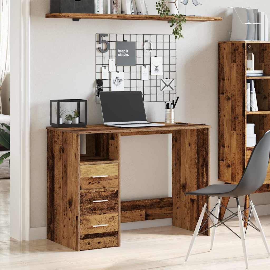 Bureau 102x50x76 cm bewerkt hout oud houtkleurig is nu te koop bij PeponiXL, paradijselijk wonen!