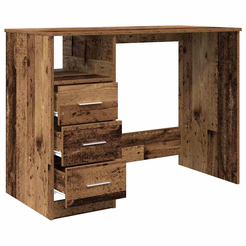 Bureau 102x50x76 cm bewerkt hout oud houtkleurig is nu te koop bij PeponiXL, paradijselijk wonen!