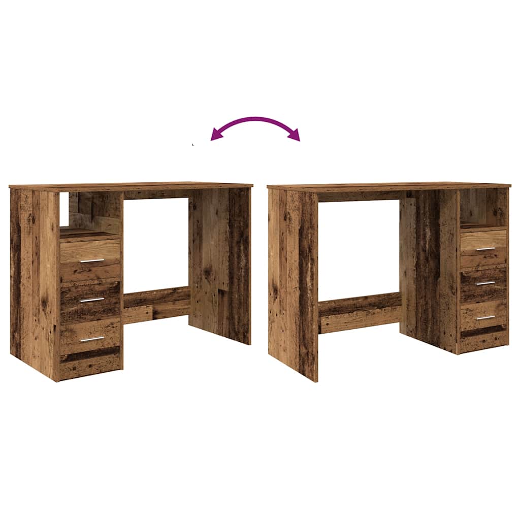 Bureau 102x50x76 cm bewerkt hout oud houtkleurig is nu te koop bij PeponiXL, paradijselijk wonen!