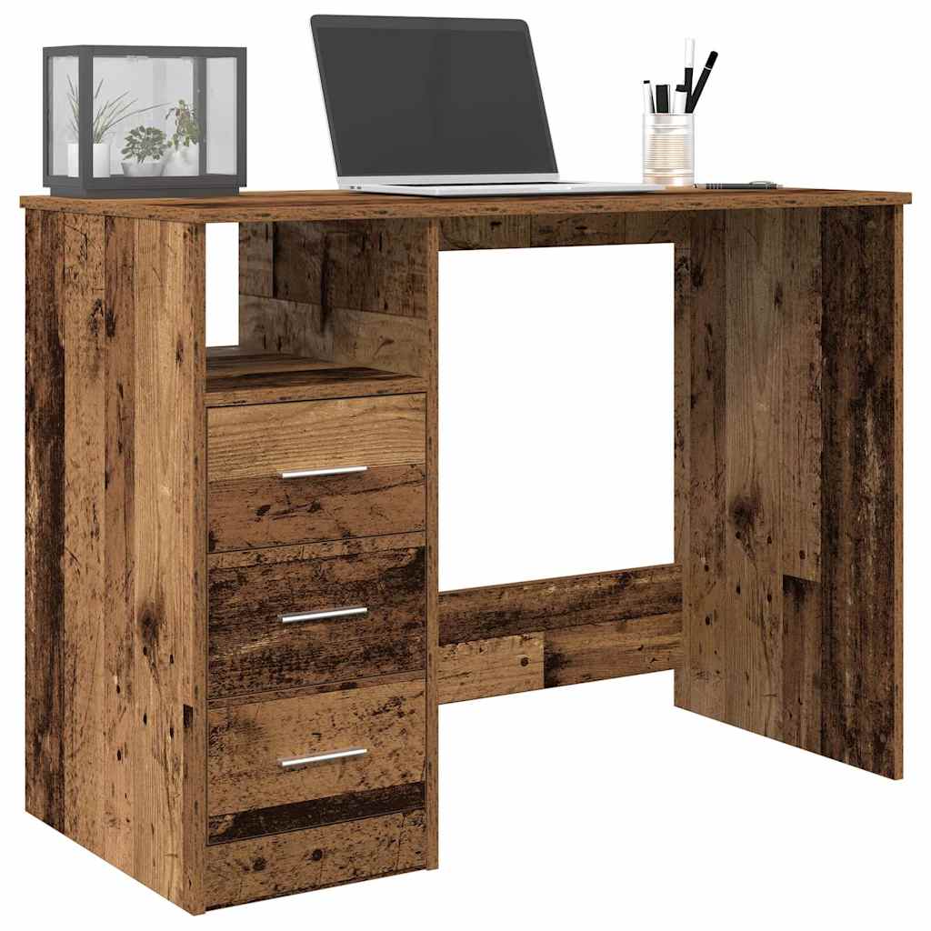 Bureau 102x50x76 cm bewerkt hout oud houtkleurig is nu te koop bij PeponiXL, paradijselijk wonen!