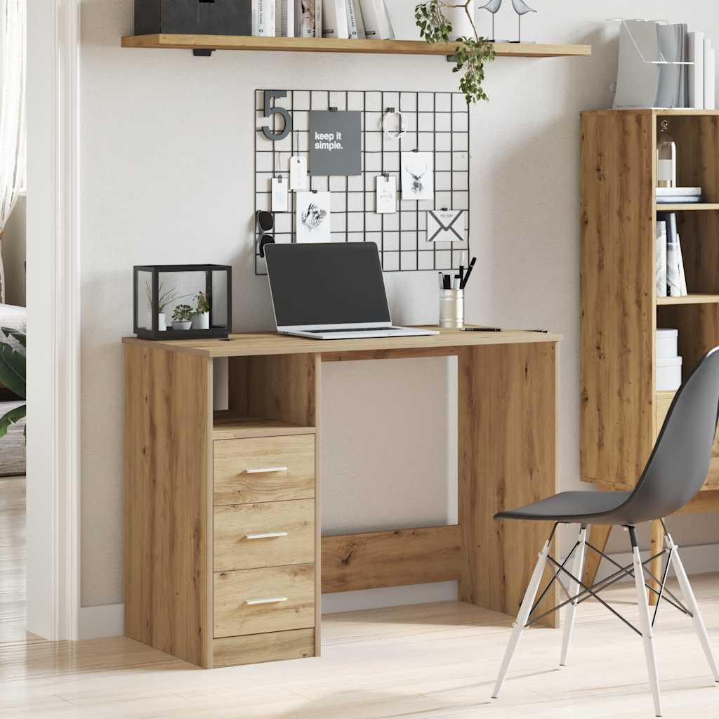 Bureau 102x50x76 cm bewerkt hout artisanaal eikenkleur is nu te koop bij PeponiXL, paradijselijk wonen!