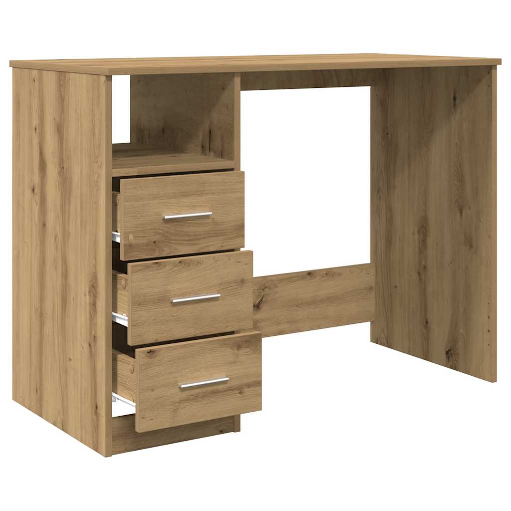 Bureau 102x50x76 cm bewerkt hout artisanaal eikenkleur is nu te koop bij PeponiXL, paradijselijk wonen!
