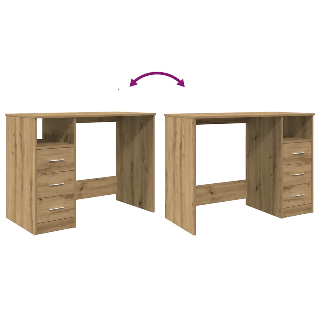 Bureau 102x50x76 cm bewerkt hout artisanaal eikenkleur is nu te koop bij PeponiXL, paradijselijk wonen!