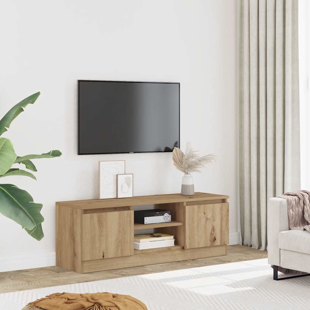 Tv-meubel 102x30x36 cm bewerkt hout artisanaal eikenkleur is nu te koop bij PeponiXL, paradijselijk wonen!
