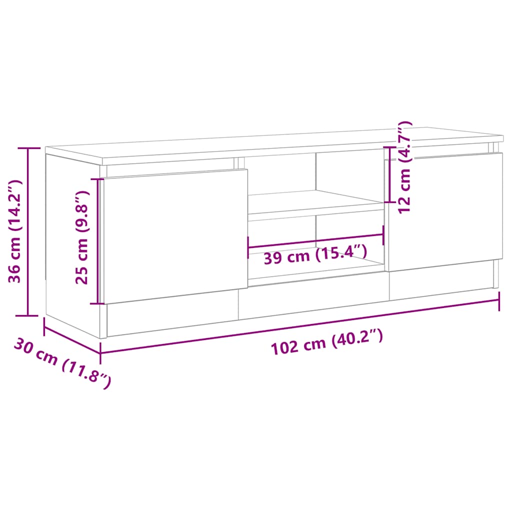 Tv-meubel 102x30x36 cm bewerkt hout artisanaal eikenkleur is nu te koop bij PeponiXL, paradijselijk wonen!