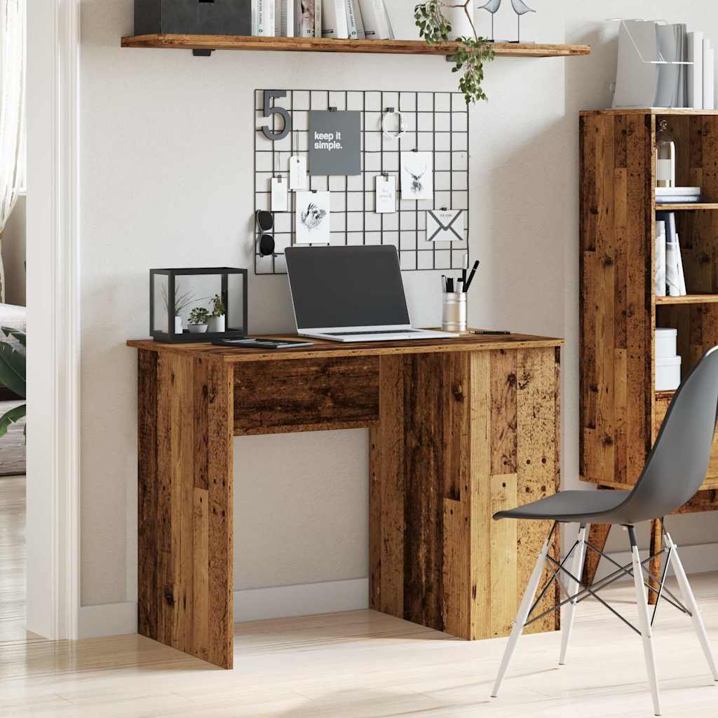 Bureau 100x55x75 cm bewerkt hout oud houtkleurig is nu te koop bij PeponiXL, paradijselijk wonen!