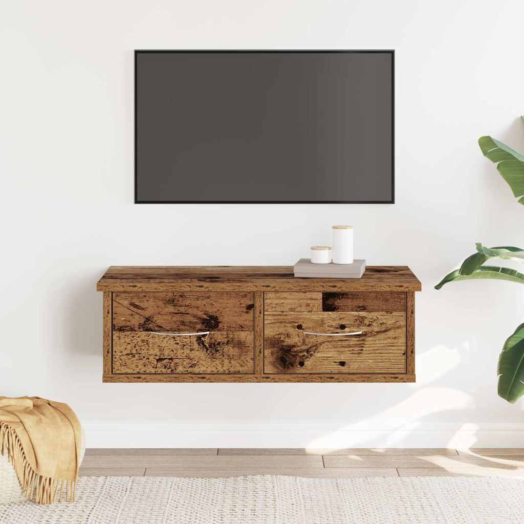 Wandkast 60x26x18,5 cm bewerkt hout oud houtkleurig is nu te koop bij PeponiXL, paradijselijk wonen!