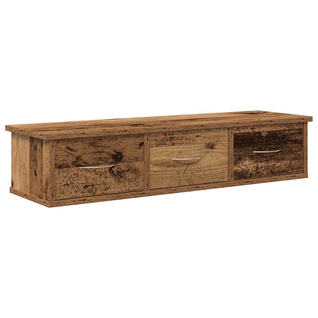 Wandkast 88x26x18,5 cm bewerkt hout oud houtkleurig is nu te koop bij PeponiXL, paradijselijk wonen!
