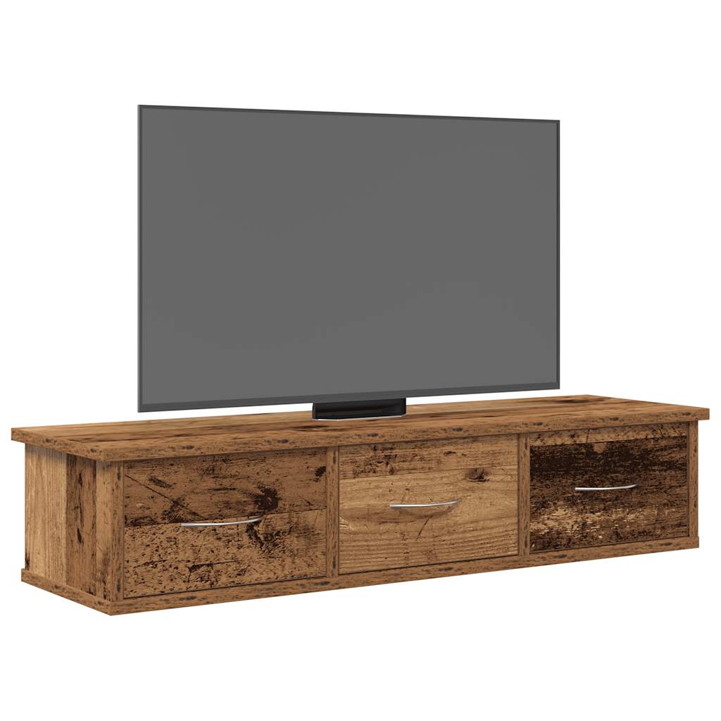 Wandkast 88x26x18,5 cm bewerkt hout oud houtkleurig is nu te koop bij PeponiXL, paradijselijk wonen!