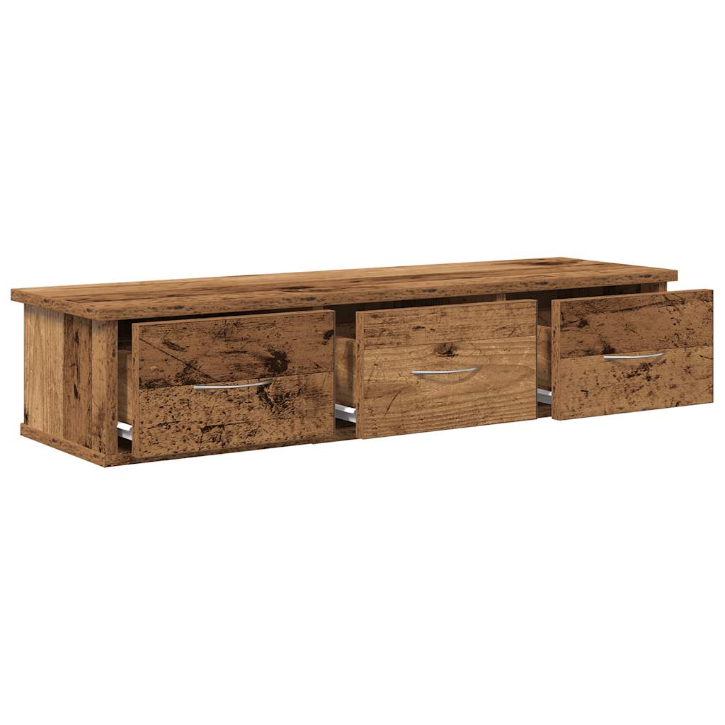 Wandkast 88x26x18,5 cm bewerkt hout oud houtkleurig is nu te koop bij PeponiXL, paradijselijk wonen!