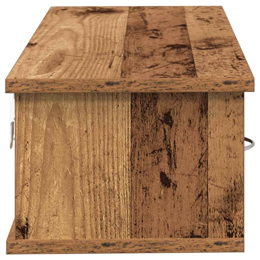 Wandkast 88x26x18,5 cm bewerkt hout oud houtkleurig is nu te koop bij PeponiXL, paradijselijk wonen!