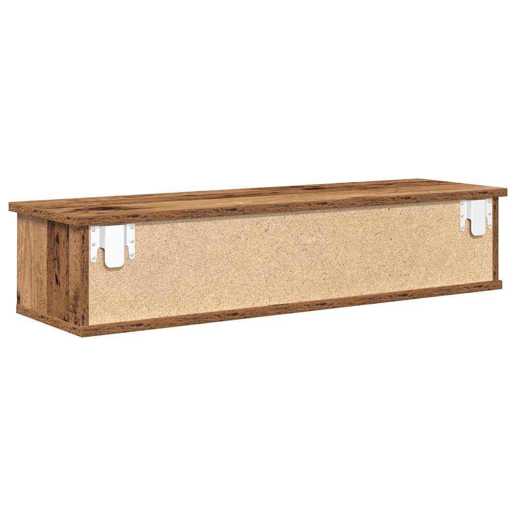 Wandkast 88x26x18,5 cm bewerkt hout oud houtkleurig is nu te koop bij PeponiXL, paradijselijk wonen!