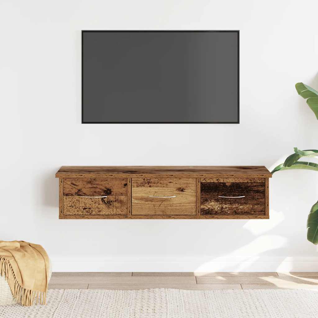Wandkast 88x26x18,5 cm bewerkt hout oud houtkleurig is nu te koop bij PeponiXL, paradijselijk wonen!