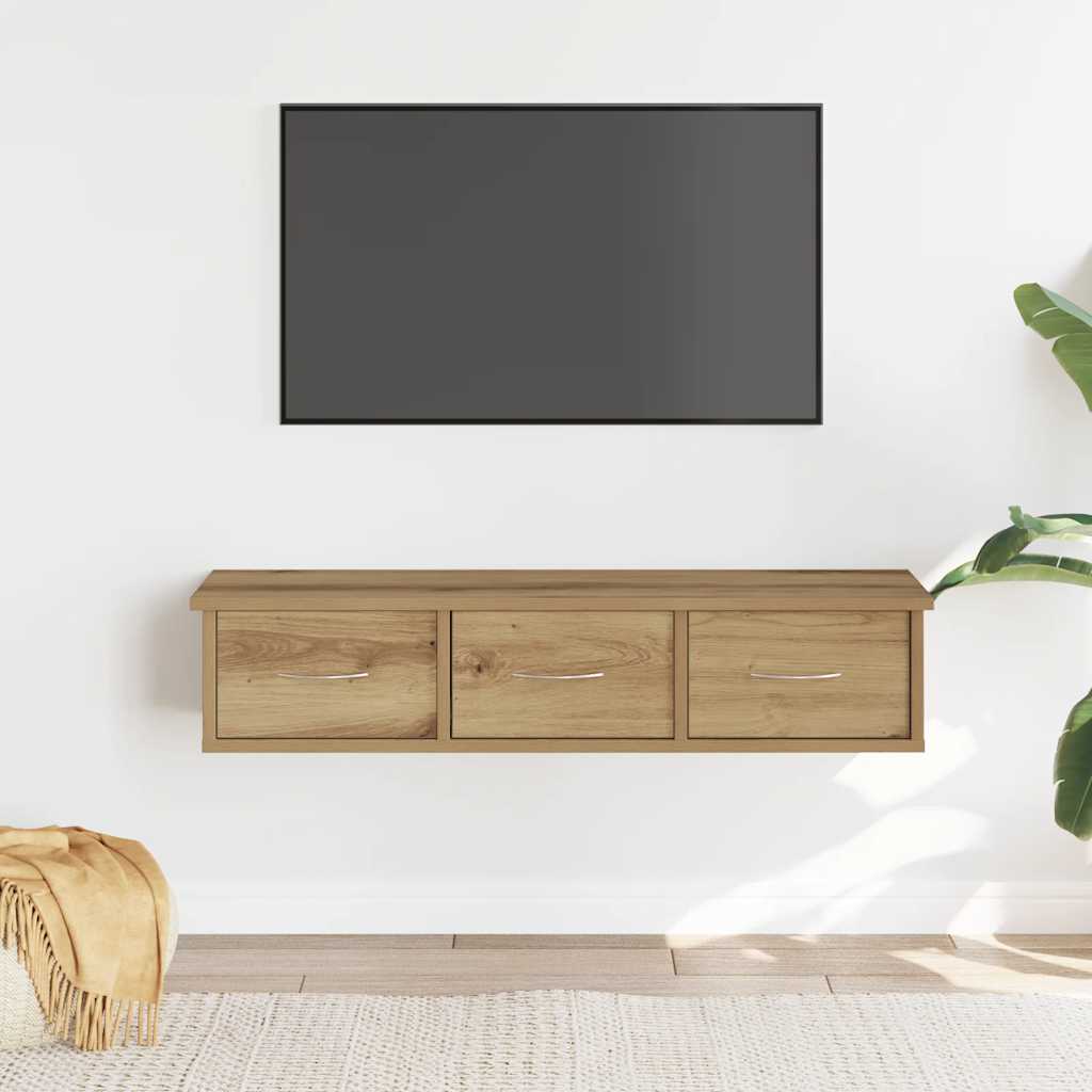 Wandkast 88x26x18,5 cm bewerkt hout artisanaal eikenkleur is nu te koop bij PeponiXL, paradijselijk wonen!