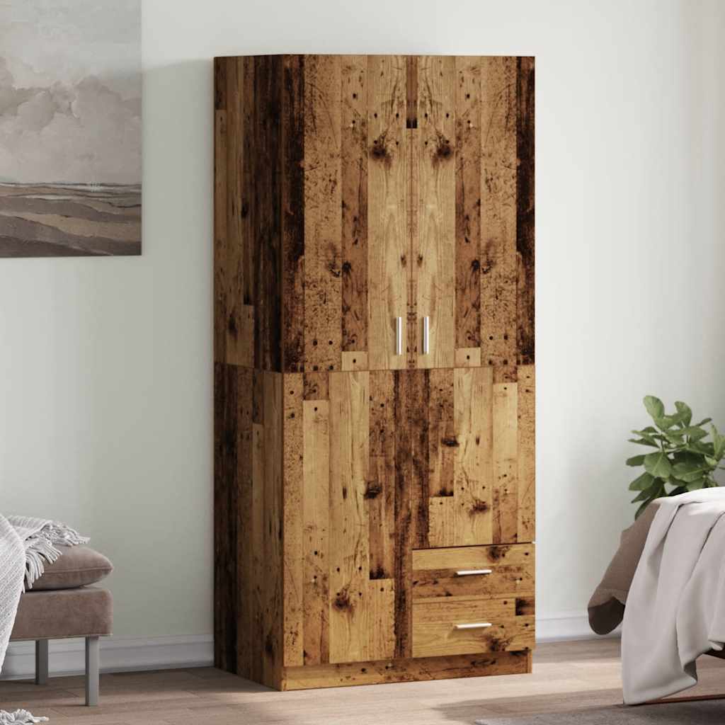 Kledingkast 80x52x180 cm bewerkt hout oud houtkleurig is nu te koop bij PeponiXL, paradijselijk wonen!