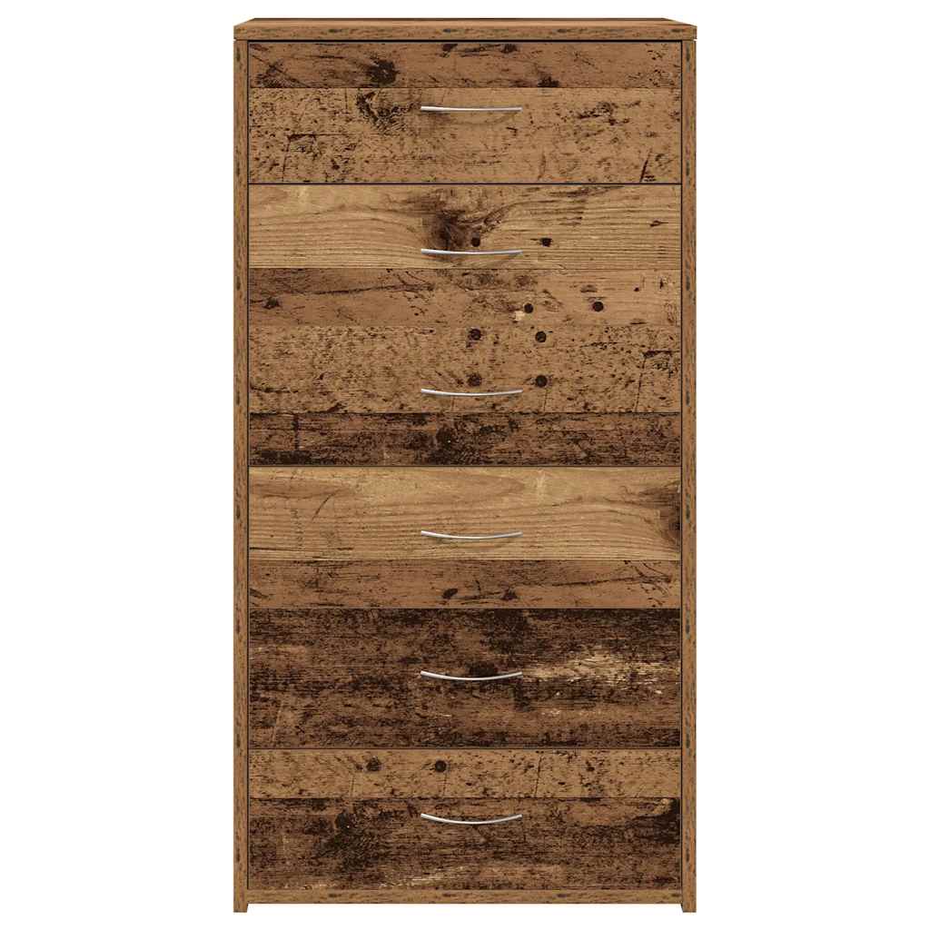 Dressoir met 6 lades 50x34x96 cm bewerkt hout oud houtkleurig is nu te koop bij PeponiXL, paradijselijk wonen!